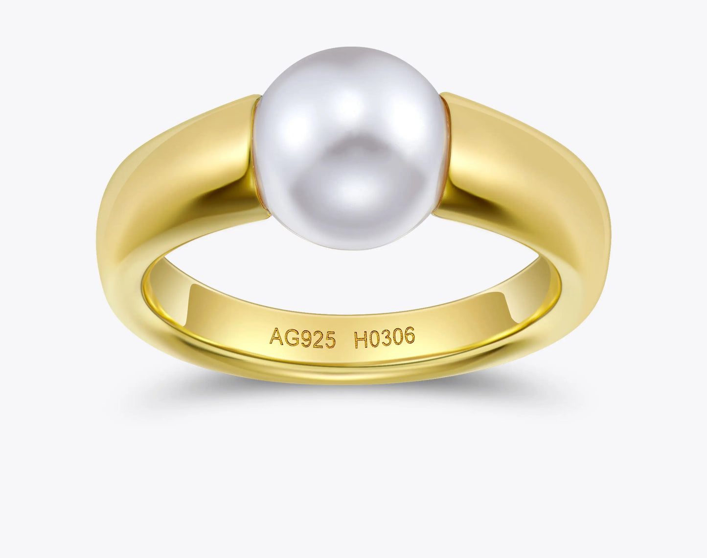 Bague "Pearl" en argent 925 plaqué or