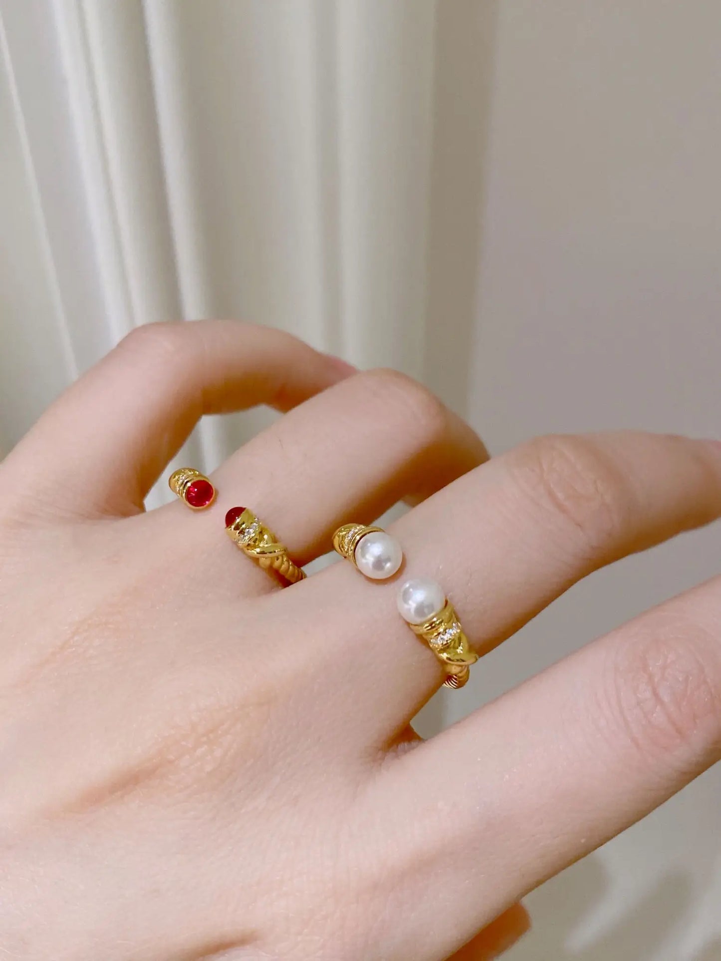 Bague "Pearls" en argent plaqué or jaune