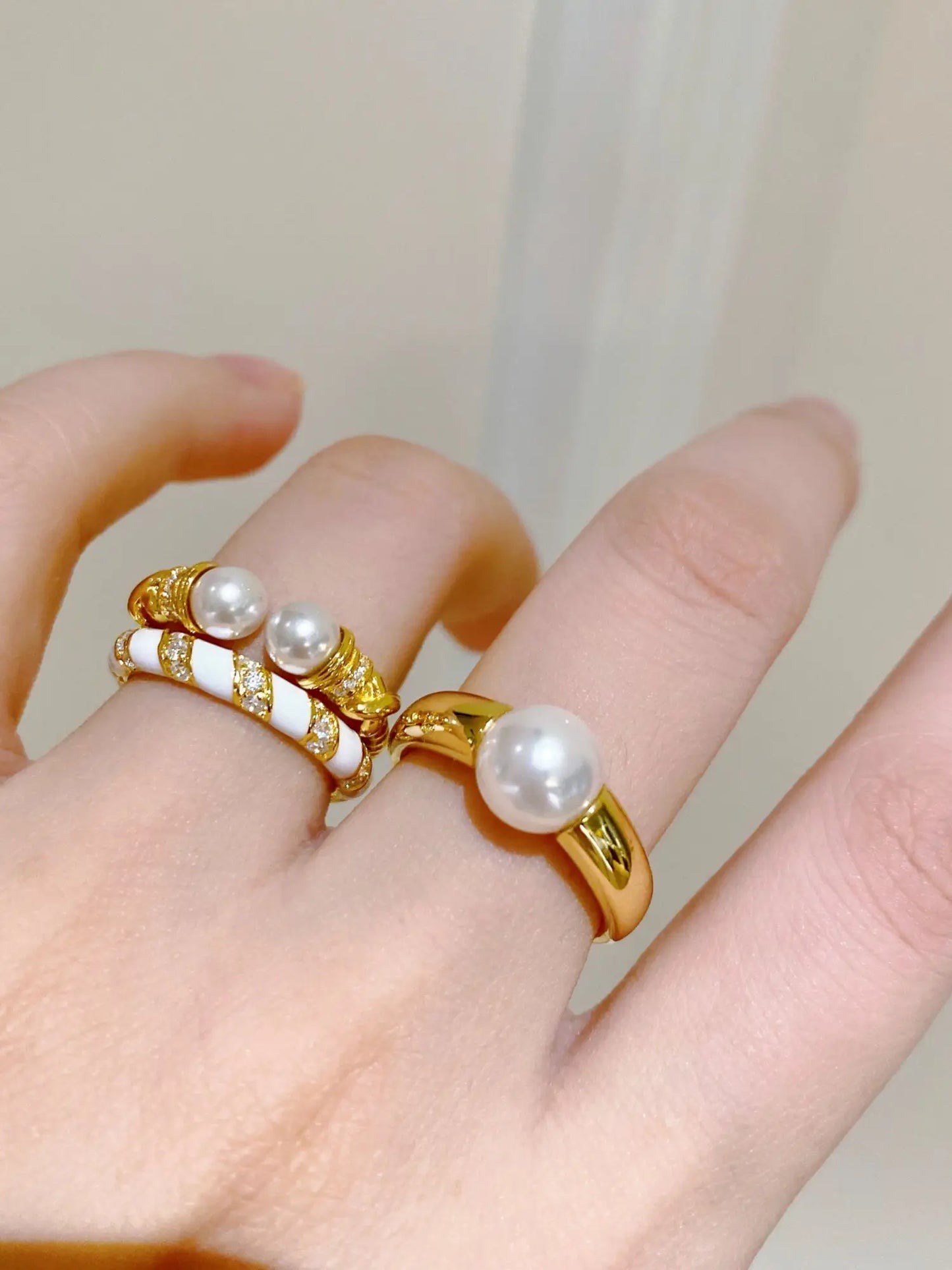 Bague "Pearl" en argent 925 plaqué or