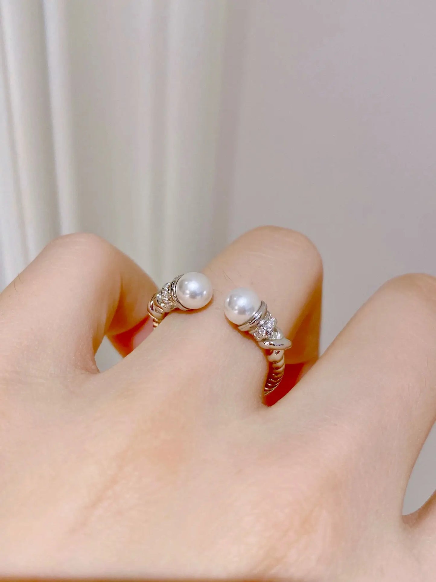 Bague "Pearls" en argent plaqué or jaune