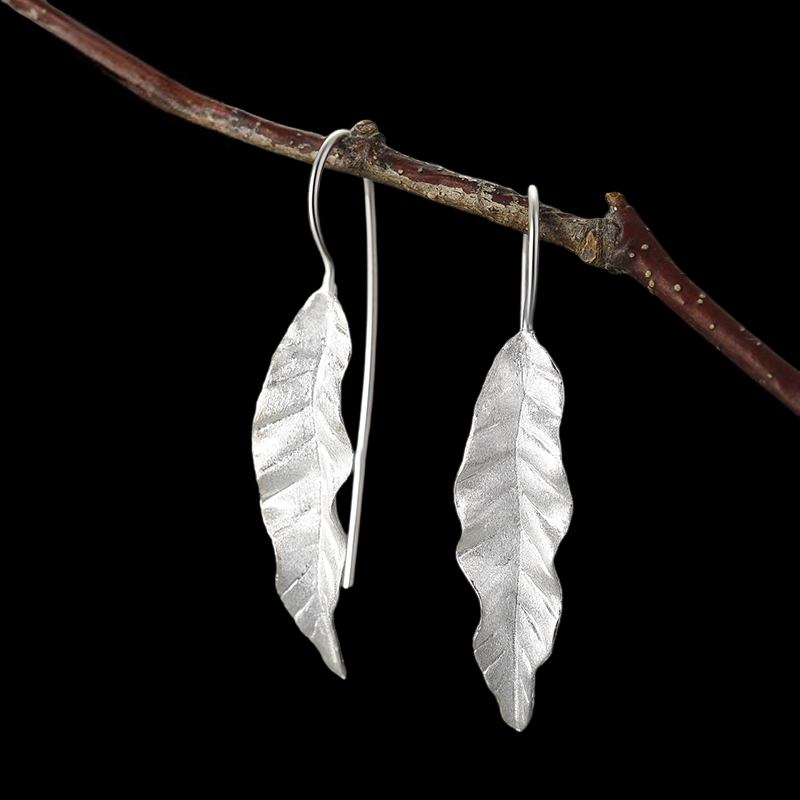 Boucles d'oreilles 'Feuille" en argent 925