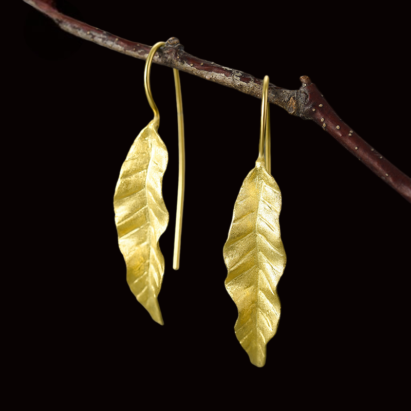 Boucles d'oreilles 'Feuille" en argent 925