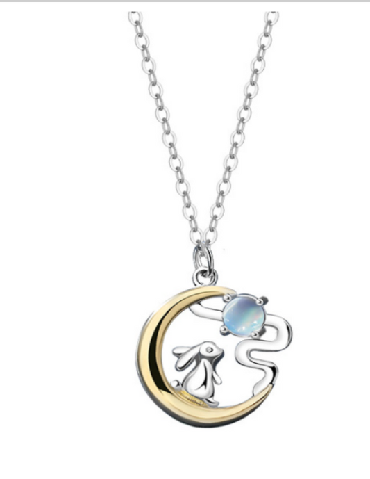 Collier "Luna Cat" en Argent Sterling, assorti de pierre de lune