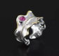 Bague "Leaf" vintage en Argent Sterling 925 assortie de Tourmaline